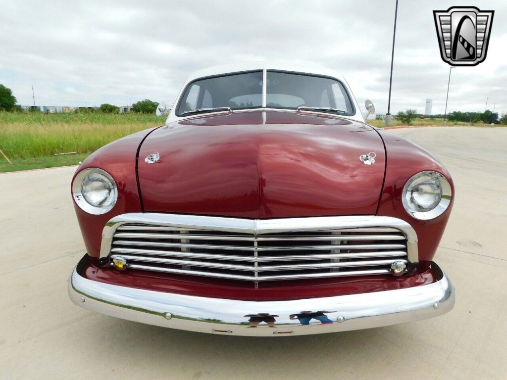 Pearl White / Maroon 1950 Ford Custom 302 CID V8 4 Speed auto w/ Overdrive Auto