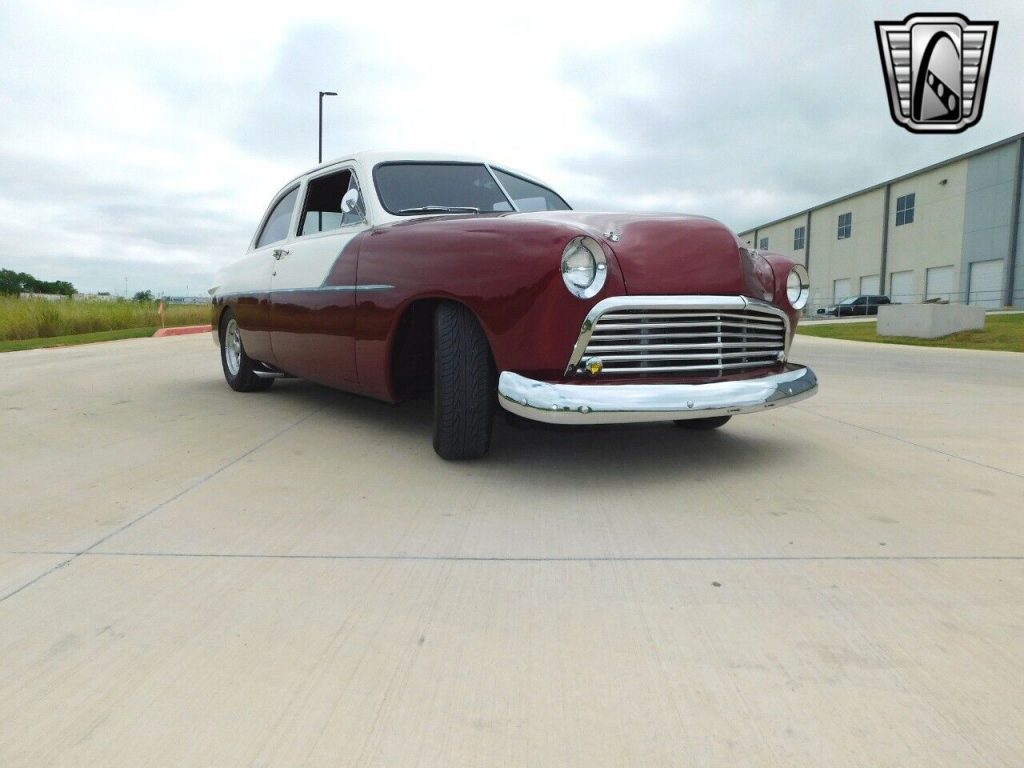 Pearl White / Maroon 1950 Ford Custom 302 CID V8 4 Speed auto w/ Overdrive Auto